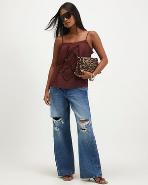 River Island Womens Straight Leg Jeans Petite Ripped Relaxed