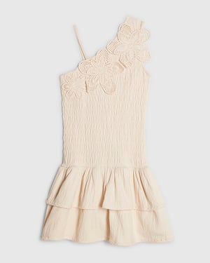 River Island Girls Dress Cream Asymmetric Crochet Flower