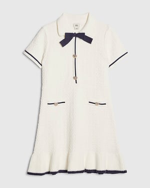 River Island Girls Dress Cream Boucle Bow