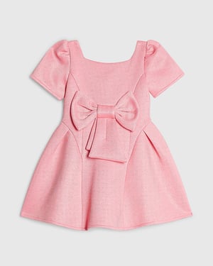 River Island Mini Girls Skater Dress Pink Glitter Bow