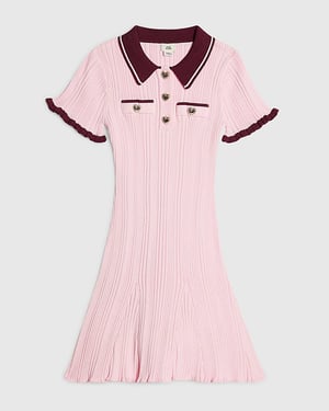 River Island Girls Dress Pink Knitted Flippy Collared