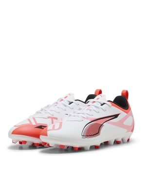 Boys Puma Kids Firm Ground Football Boots in White-Bl