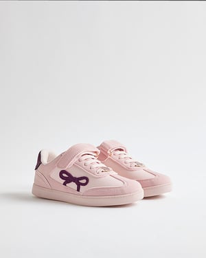 River Island Girls Trainers Pink Bow Hybrid Fabric