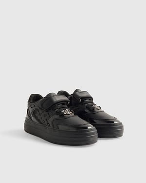 River Island Girls Plimsole Black Trainers Round Toe Memory Foam