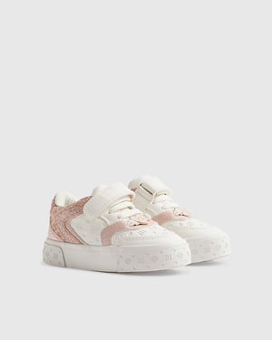 River Island Mini Girls Trainers White Monogram Glitter