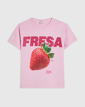 River Island Girls T-Shirt Pink Glitter Fresha Strawberry