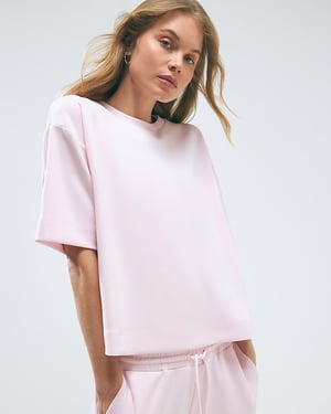 River Island Womens T-Shirt Pink Premium Boxy Crew Neck
