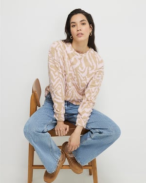 River Island Womens Top Pink Long Sleeve Zebra Print Cosy