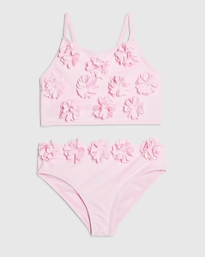 River Island Mini Girls Tankini Set Pink Flower Premium 2 Piece