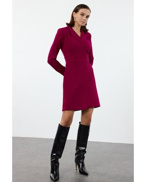 TRENDYOLMİLLA Dames Paars Effen Kort / Mini Lang Zakelijk Blazer Jurk Jurken
