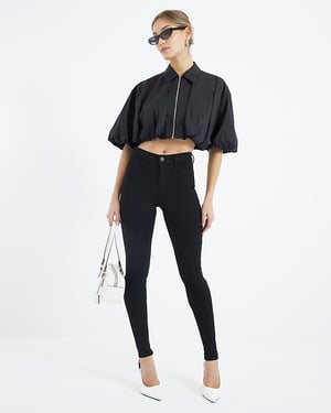 River Island Womens Skinny Jeans Black Molly Mid Rise Bum Sculpt
