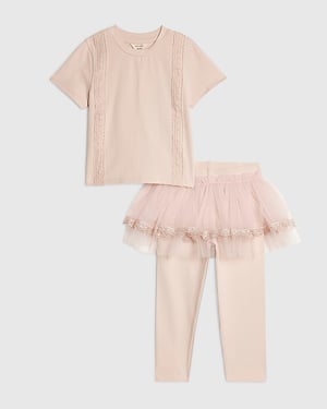 River Island Mini Girls T-Shirt & Leggings Set Pink Tulle 2 Piece