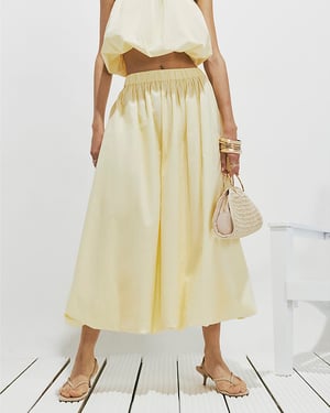 River Island Womens Maxi Skirt Yellow Poplin Bubble Hem
