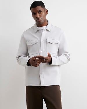 River Island Mens Overshirt Grey Slim Fit