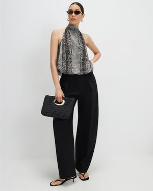 River Island Womens Barrel Leg Trousers Black Pleated