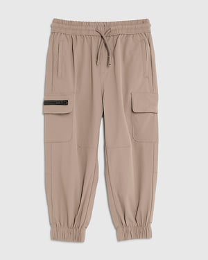 River Island Mini Boys Cargo Trousers Beige Zip Utility Pockets