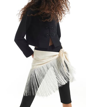 River Island Womens Scarf Cream Fringe Jacquard Hip