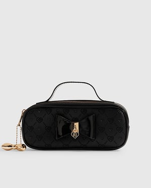 River Island Girls Pencil Case Black Padlock Bow Zip