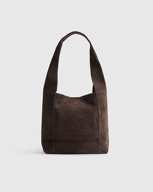 River Island Womens Slouch Bag Brown Suede Panelled