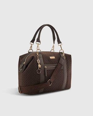 River Island Womens Holdall Bag Brown Charm Jacquard