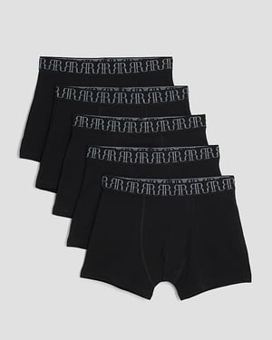 River Island Boys Boxers 5 Pack Black RI Waistband