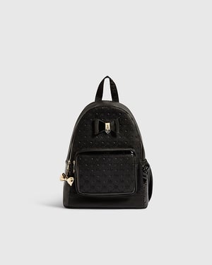 River Island Girls Backpack Black Faux Leather Padlock Bow