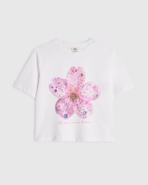 River Island Girls Crop Top White Embellished Flower