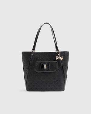River Island Girls Shopper Bag Black Padlock Bow Monogram