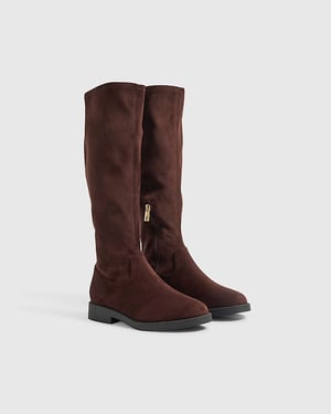 River Island Womens Knee High Boots Brown Faux Suede
