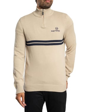 Sergio Tacchini New Dallas Gebreide Trui Met 1/4 Rits, Beige