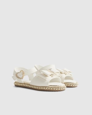 River Island Girls Sandals White Snake Bow Espadrille