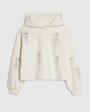 River Island Girls Hoodie Cream Embellished Long Sleeve