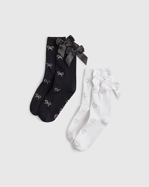 River Island Girls Ankle Socks Black Monogram 2 Pack