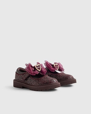 River Island Mini Girls Mary Jane Shoes Burgundy Sequin
