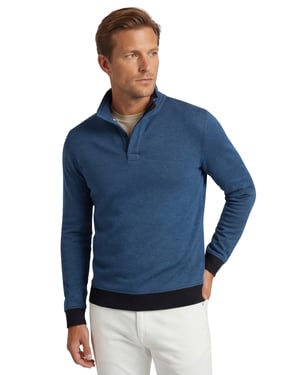 Baileys trui katoen half zip donkerblauw
