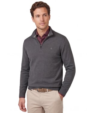 trui Scotland Blue donkerblauw half zipje normale fit