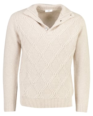 Trui Gentiluomo beige half zip structuur