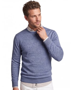 Gentiluomo trui blauw regular fit gemêleerd ronde hals
