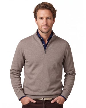 Baileys half zip beige normale fit gemêleerd
