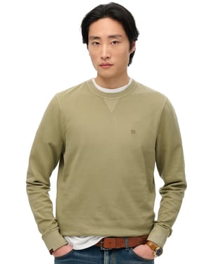 Sweater Superdry olijfgroen effen ronde hals