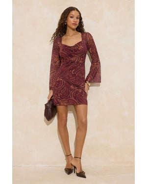 TRENDYOLMİLLA Dames Meerkleurig Paisley Kort / Mini Lang Casual Skater Jurken
