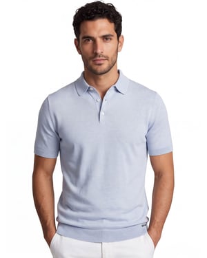 Lichtblauw poloshirt Gentiluomo gemeleerd
