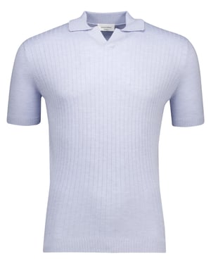 Gentiluomo polo lichtblauw v-hals streepmotief