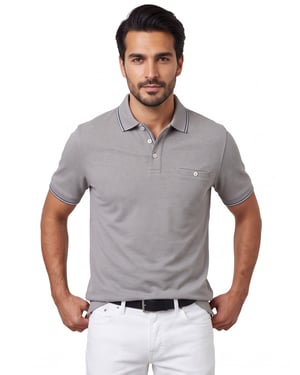 Grijze polo Baileys pique korte mouwen