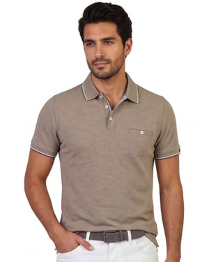Poloshirt Baileys bruin normale fit pique met borstzak