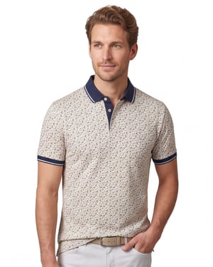 Baileys polo beige geprint katoen en elastaan