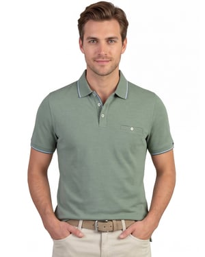 Poloshirt Baileys groen randjes op boord en mouw