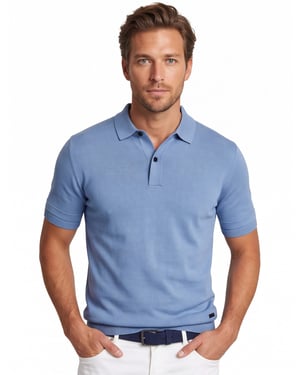 Genti polo lichtblauw effen normale fit