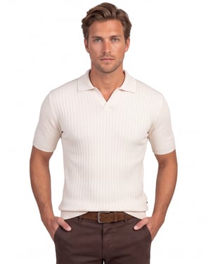 Gentiluomo polo beige v-hals katoen met boord