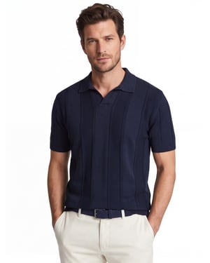 Poloshirt Gentiluomo donkerblauw met v hals